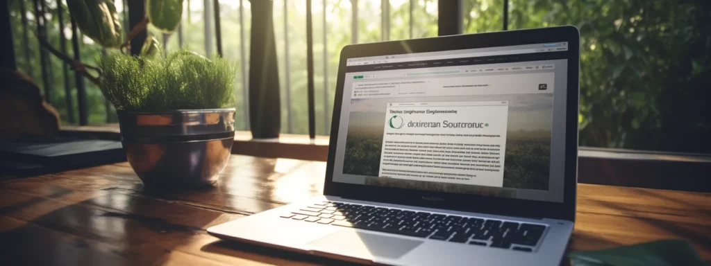 "a laptop displaying a webpage promoting free seo online courses with a certificate."