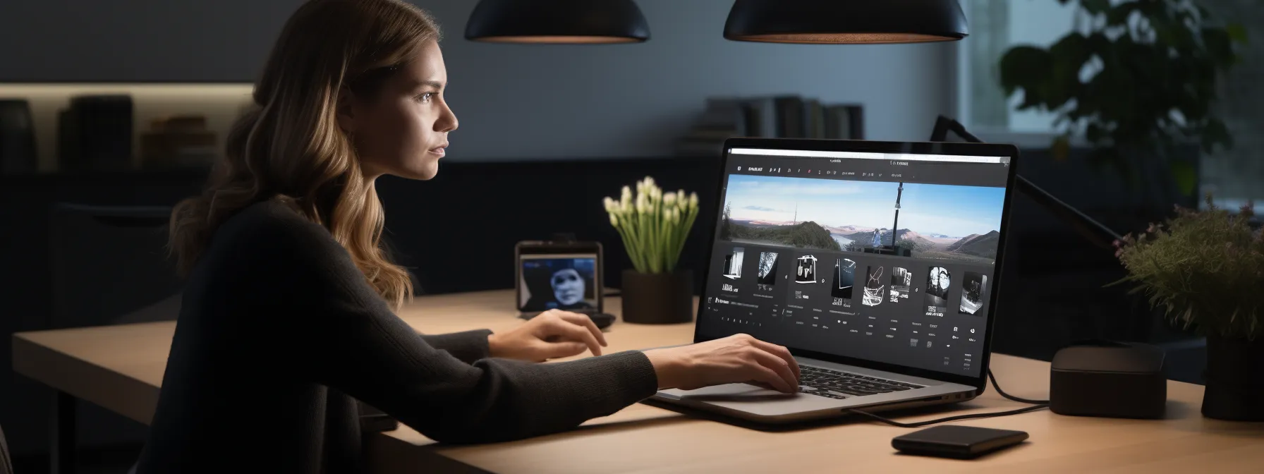 a person sitting at a desk with a laptop, taking an online seo training course.