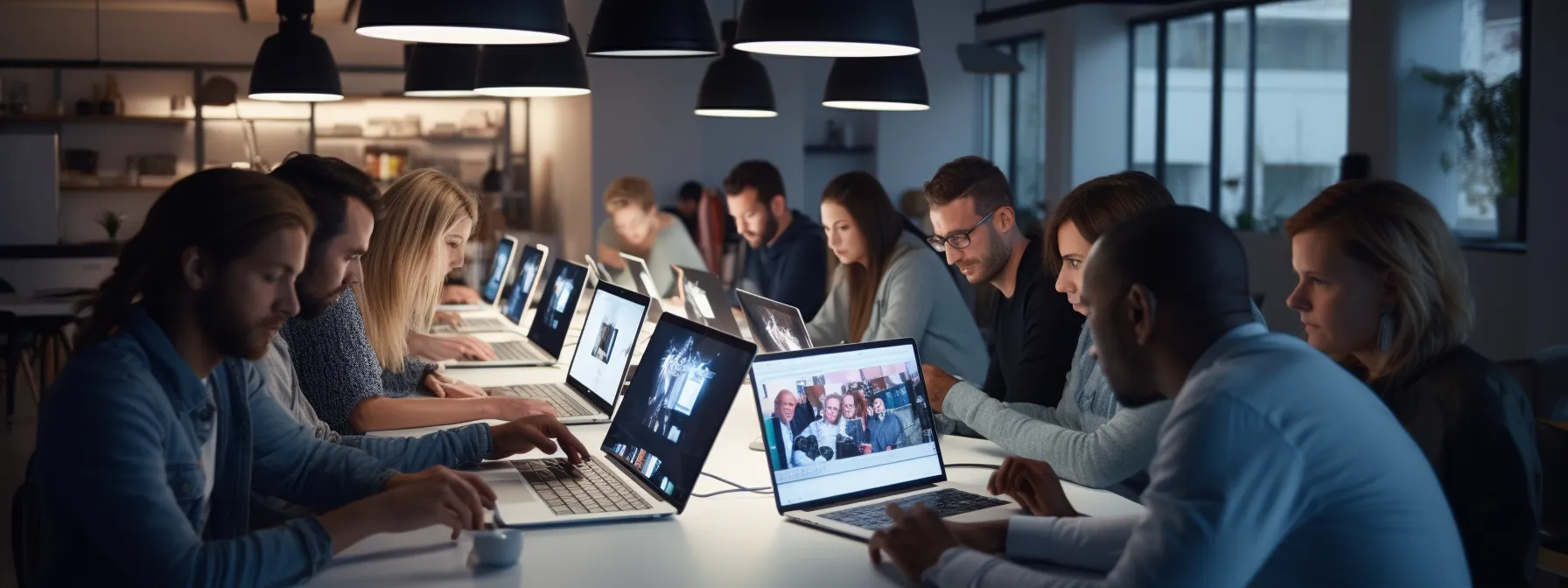 a group of people taking an seo course with seotheory, learning advanced strategies to increase organic traffic and maximize brand outreach.