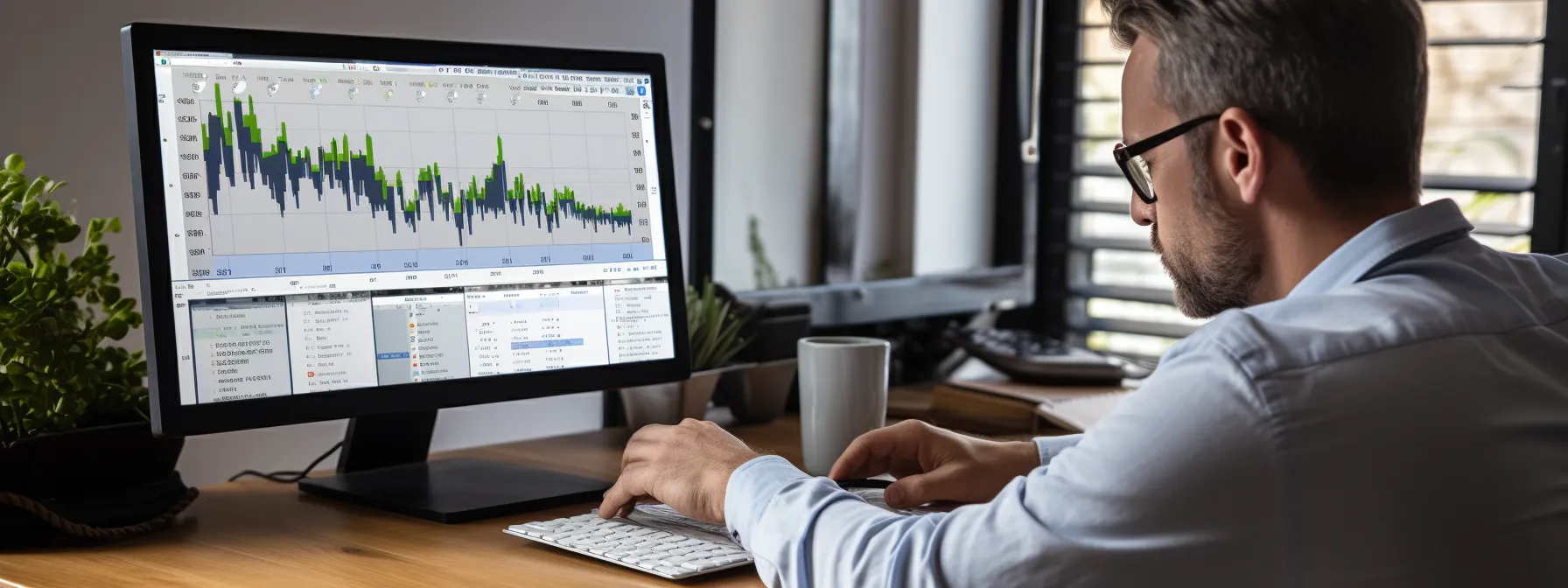 a person analyzing data on a computer screen to optimize seo strategy for an ecommerce website.