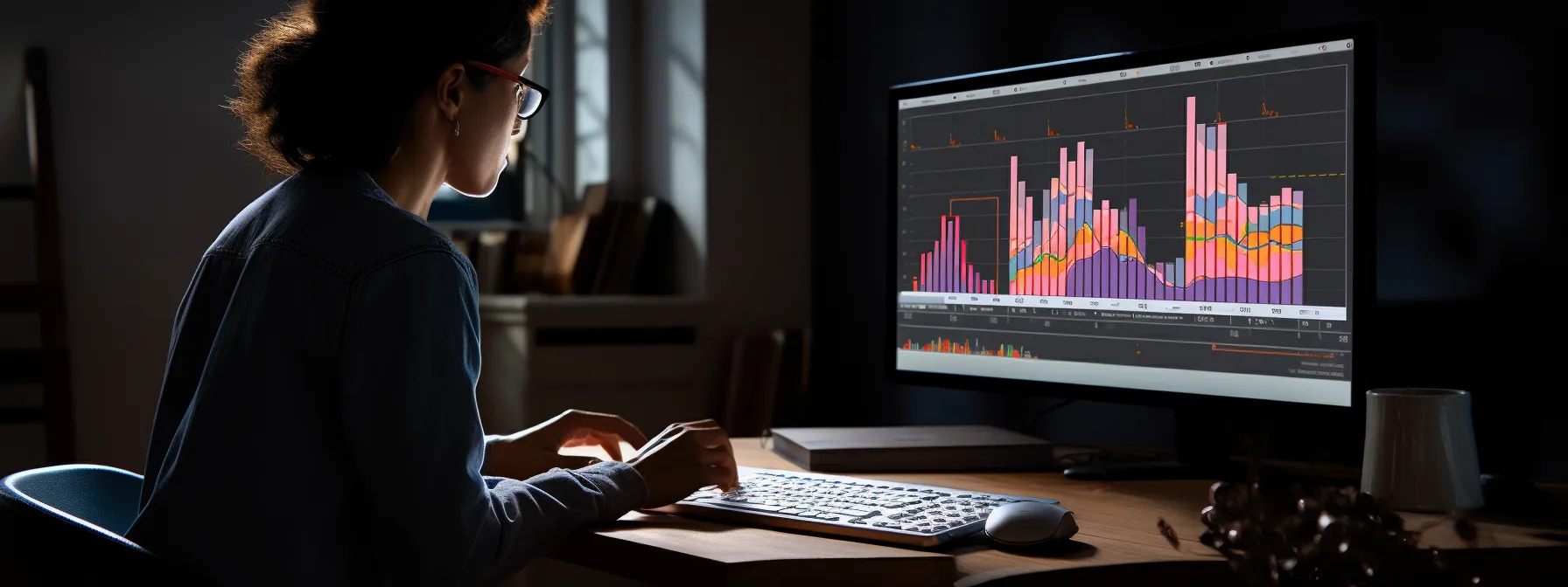 a person using google analytics to analyze user journeys and behavior for data-driven marketing campaigns.