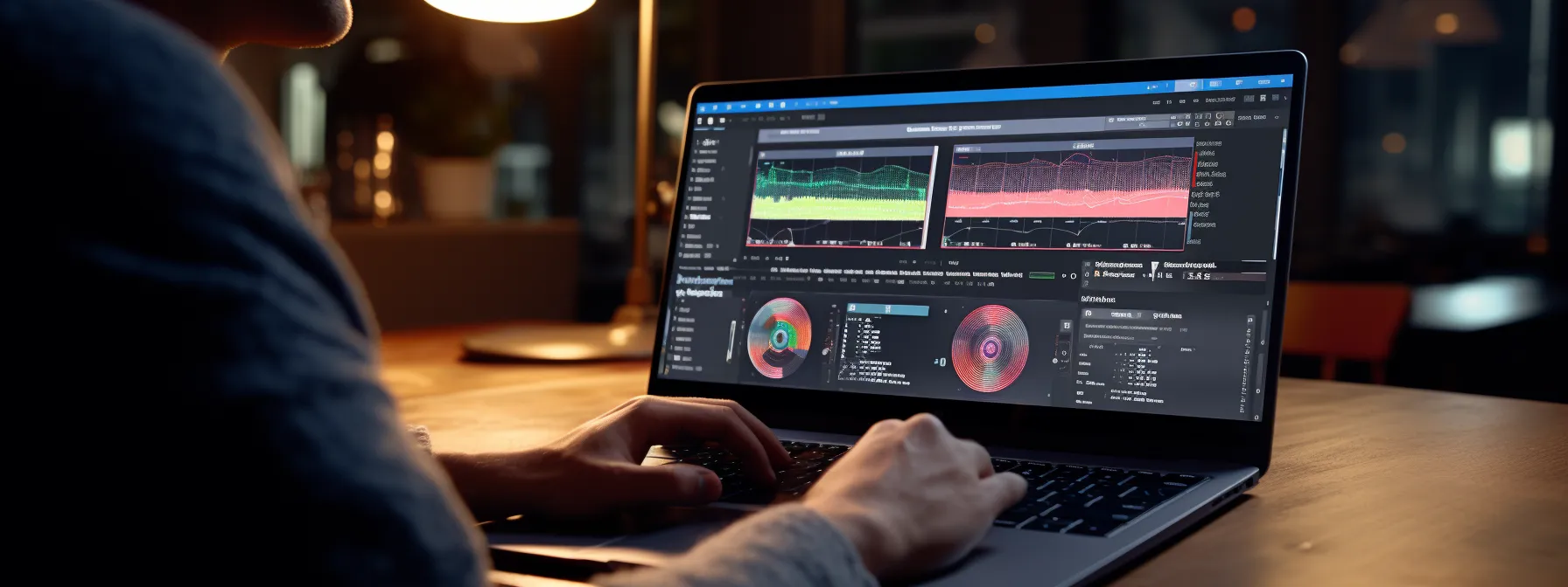 a person studying an advanced seo course on a laptop with various seo tools and software programs displayed on the screen.