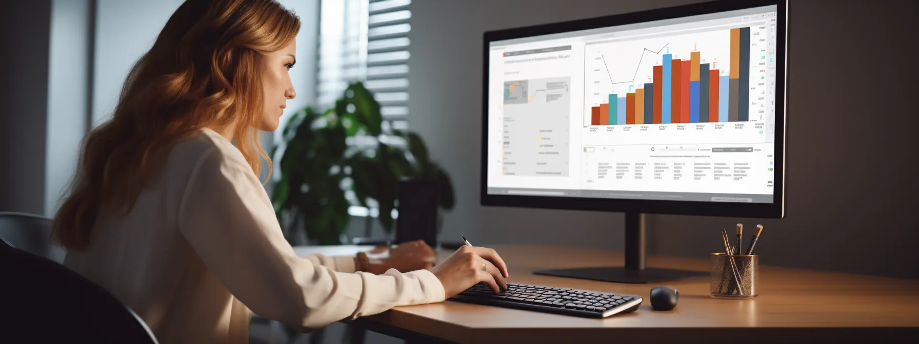 a person using google analytics on their computer to monitor the performance of sem campaigns.