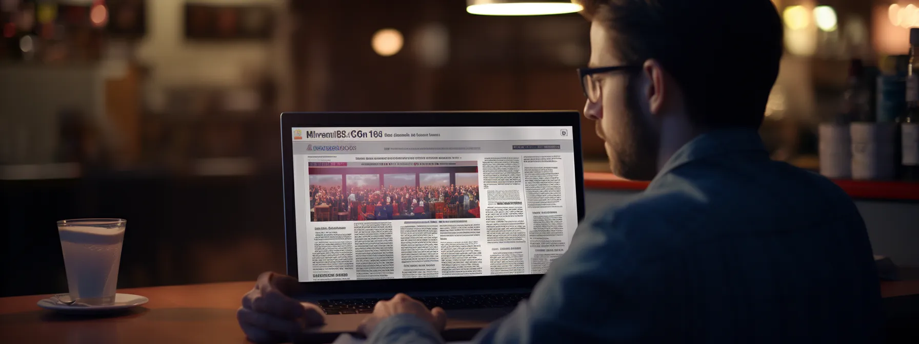 an individual reading industry news and algorithm updates on a computer screen.
