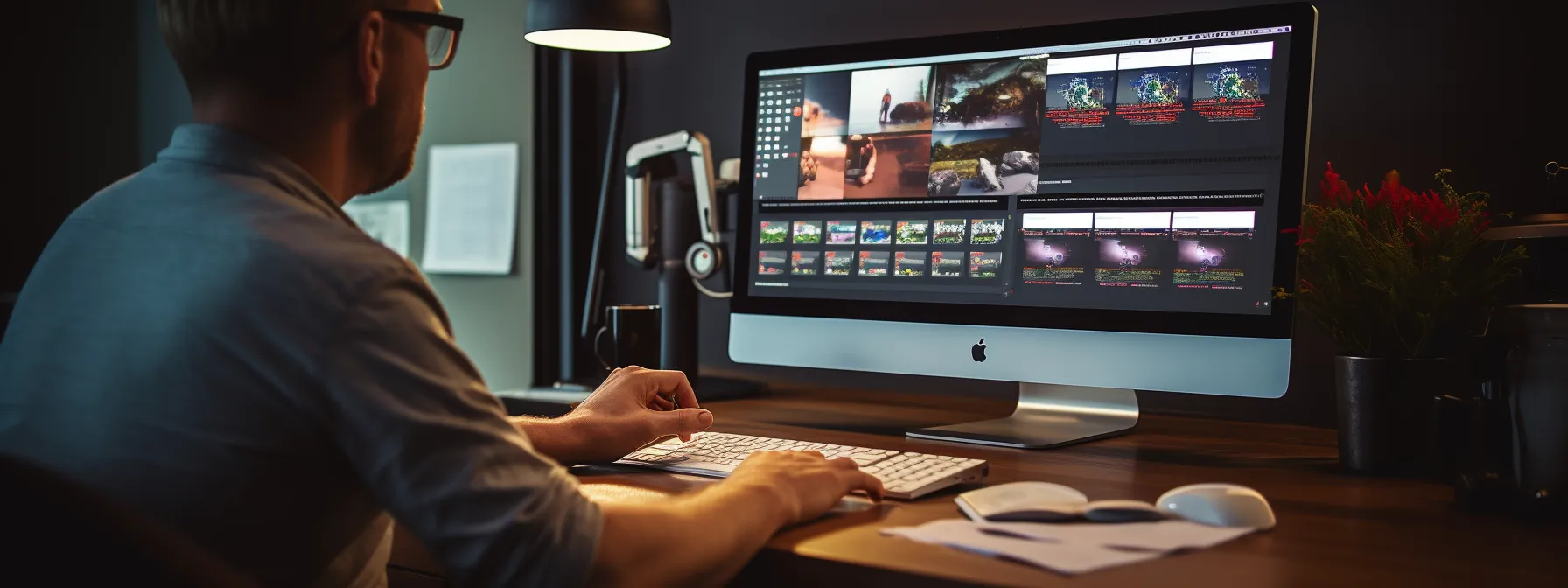 a person attentively studying seo concepts on a computer screen.