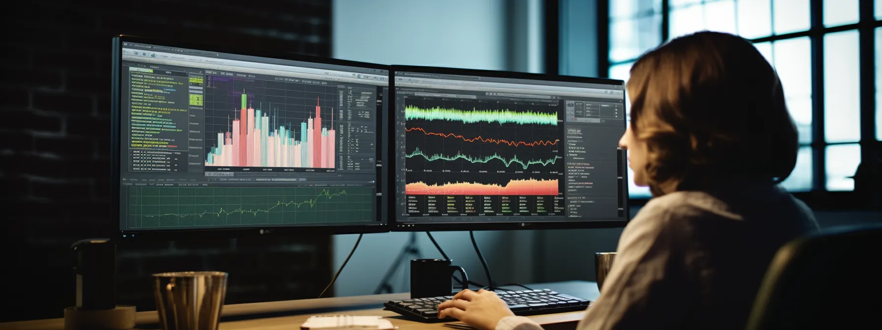 a person analyzing data on a computer screen to monitor seo performance.