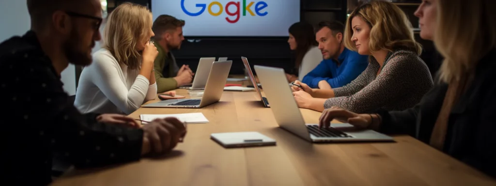 a group of individuals attentively listening and taking notes during seotheory's google seo training.