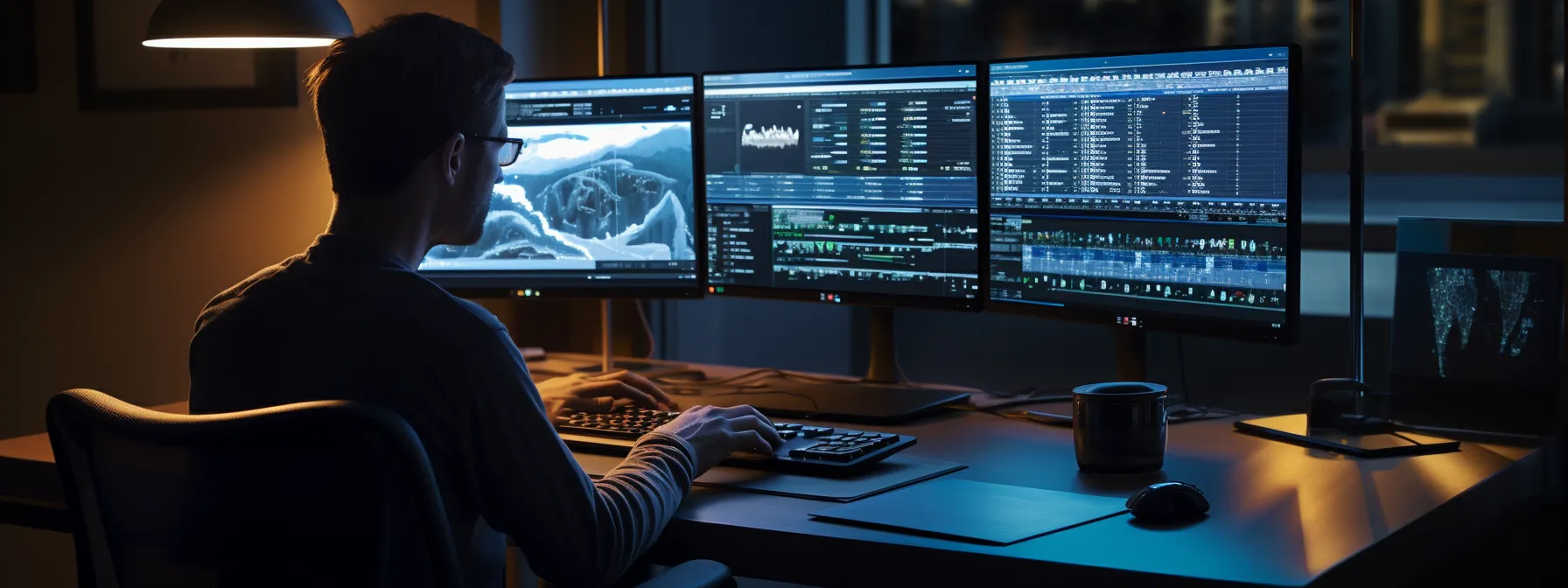 a person analyzing seo data on a computer while planning a content campaign.