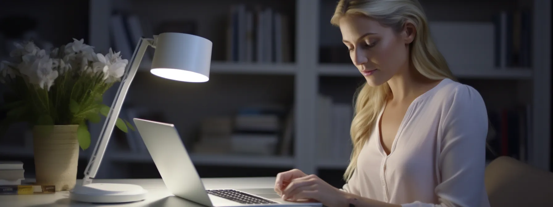 a person reading a book on seo basics with a laptop open on a desk next to them.