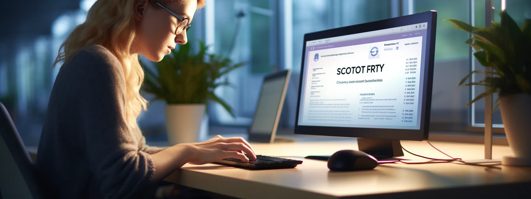 a student sitting at a computer with a certificate from seotheory displayed on the screen.