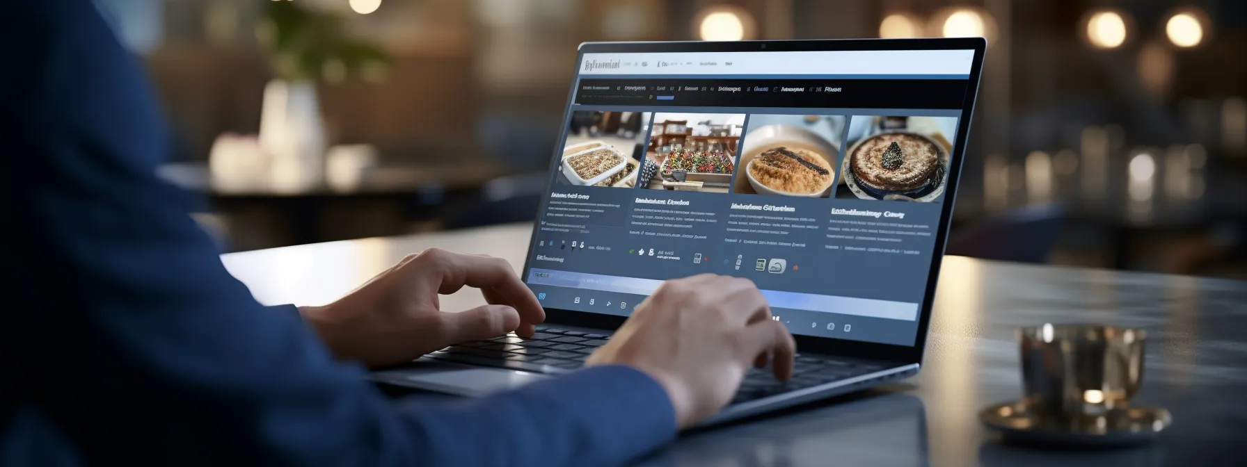 a person typing on a laptop with the google my business dashboard open.