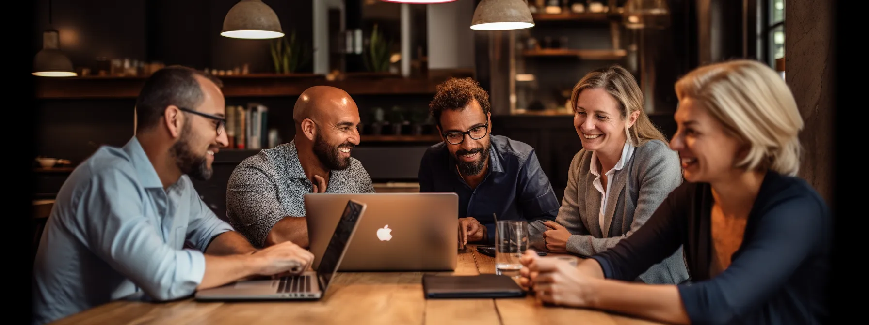 a group of entrepreneurs participating in seotheory's training, discussing local content creation strategies to improve their local seo performance.