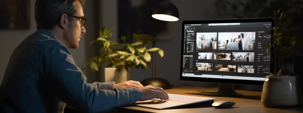 a person sitting in front of a computer, watching a linkedin learning course on mastering seo.