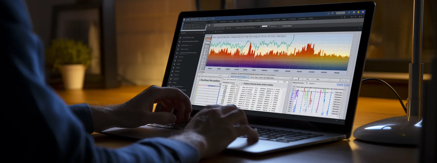 a person using seo tools to analyze keyword data on a computer screen.