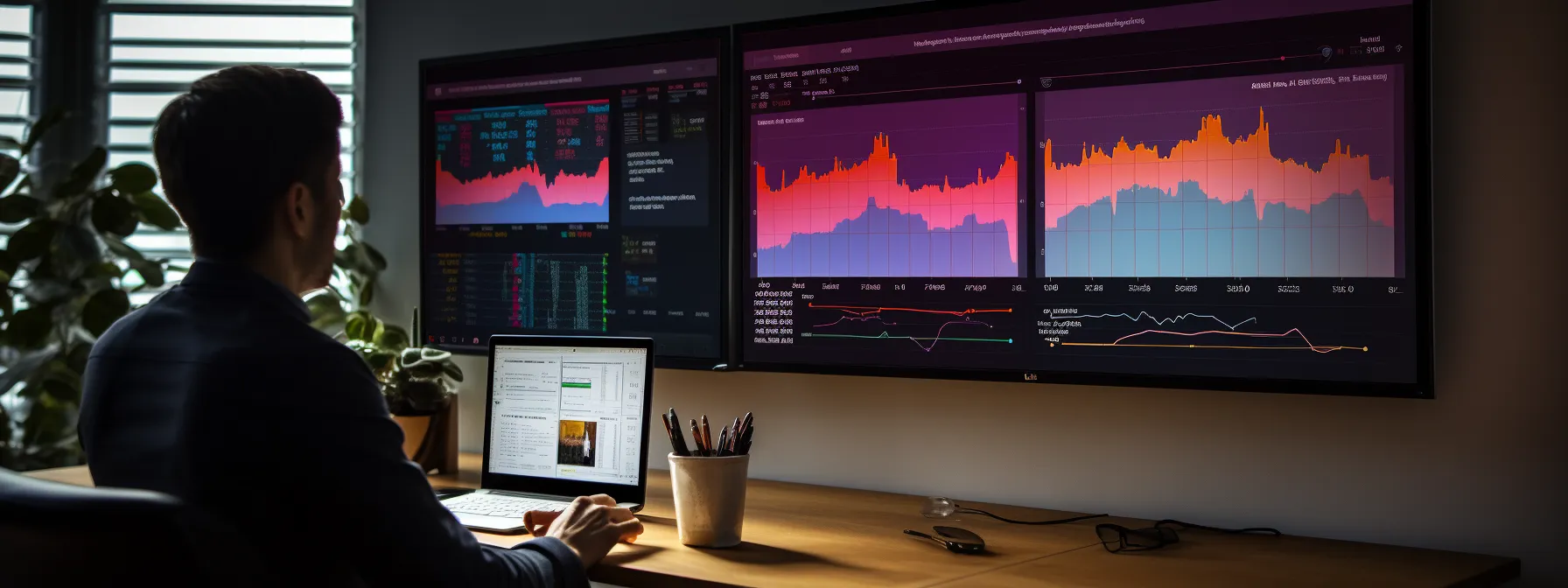 a person using google data studio to create interactive seo dashboards with various data sources and custom widgets.