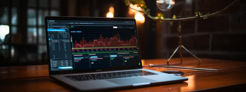a laptop displaying a website with various graphs and charts representing increased website traffic.