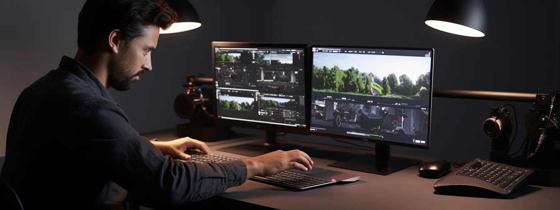 an seo content writer crafting well-optimized web pages while receiving instruction.